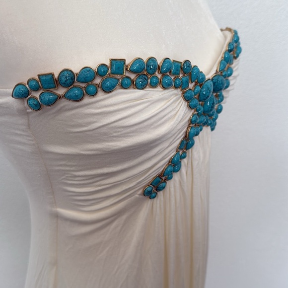 Sky clothing white strapless maxi dress with turquoise stones - Picture 6 of 6